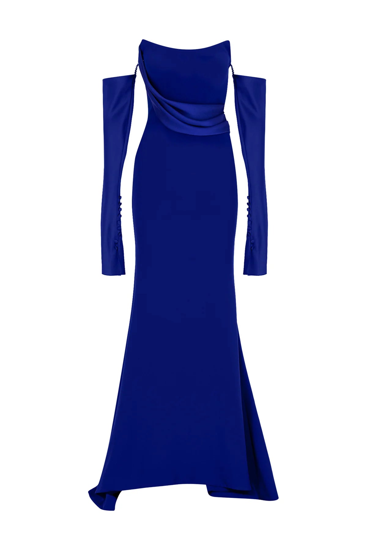 STRAPLEZ DRAPELİ ELDİVEN DETAYLI UZUN ABİYE ELBİSE 1257