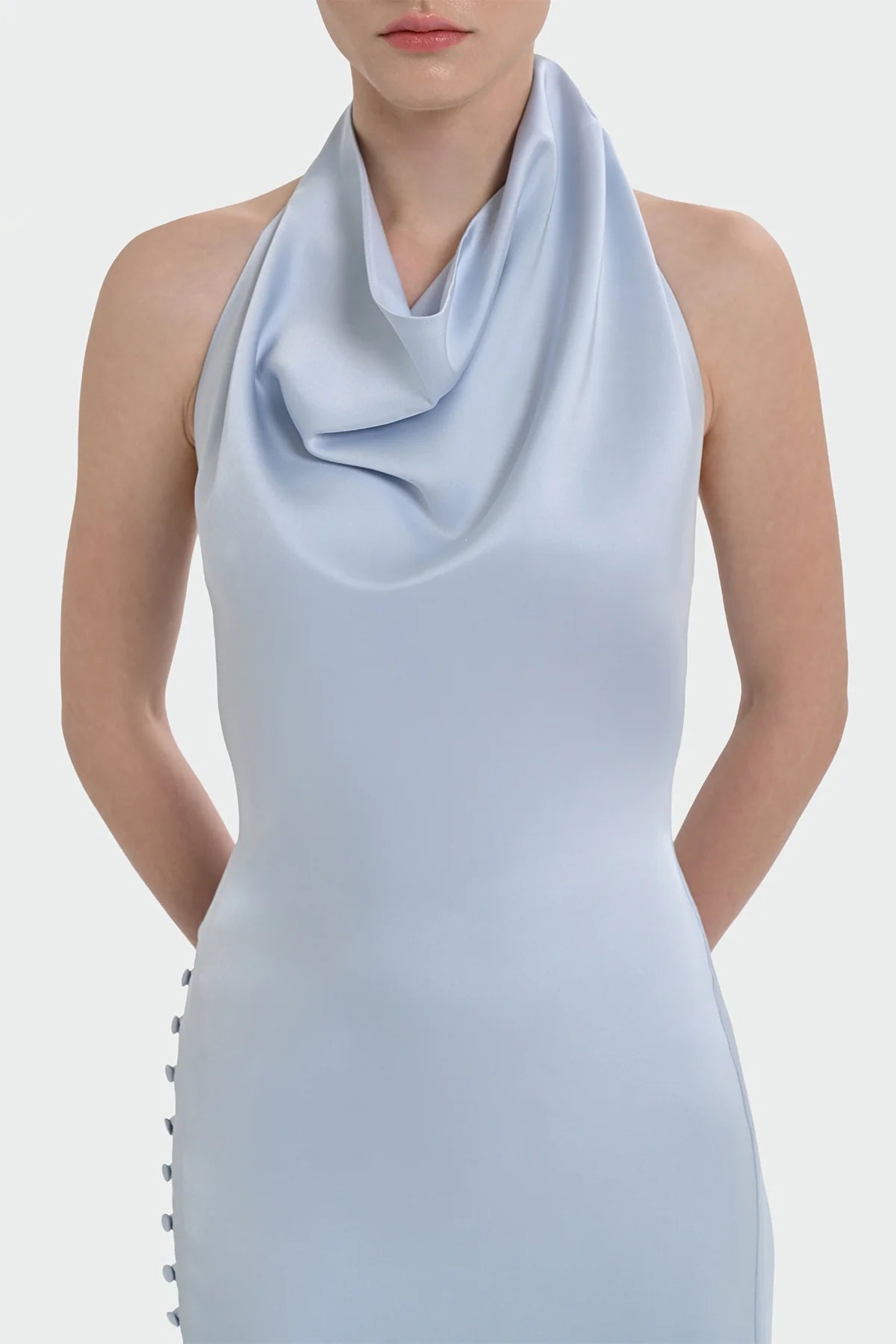 HALTER YAKA DEGAJE DETAYLI ABİYE ELBİSE 1364