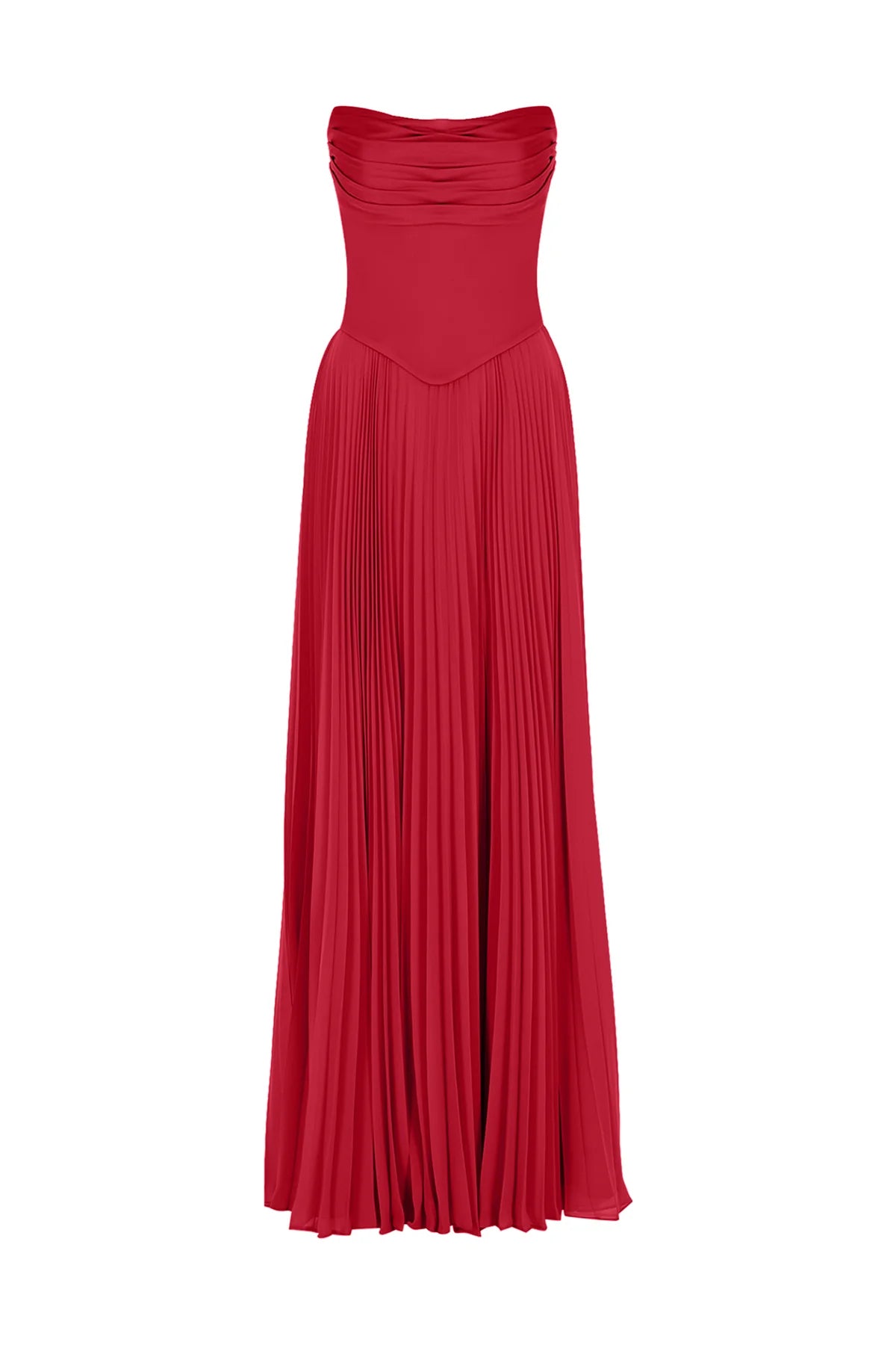 STRAPLEZ DRAPELİ ETEĞİ PİLİSELİ UZUN ABİYE ELBİSE 2101