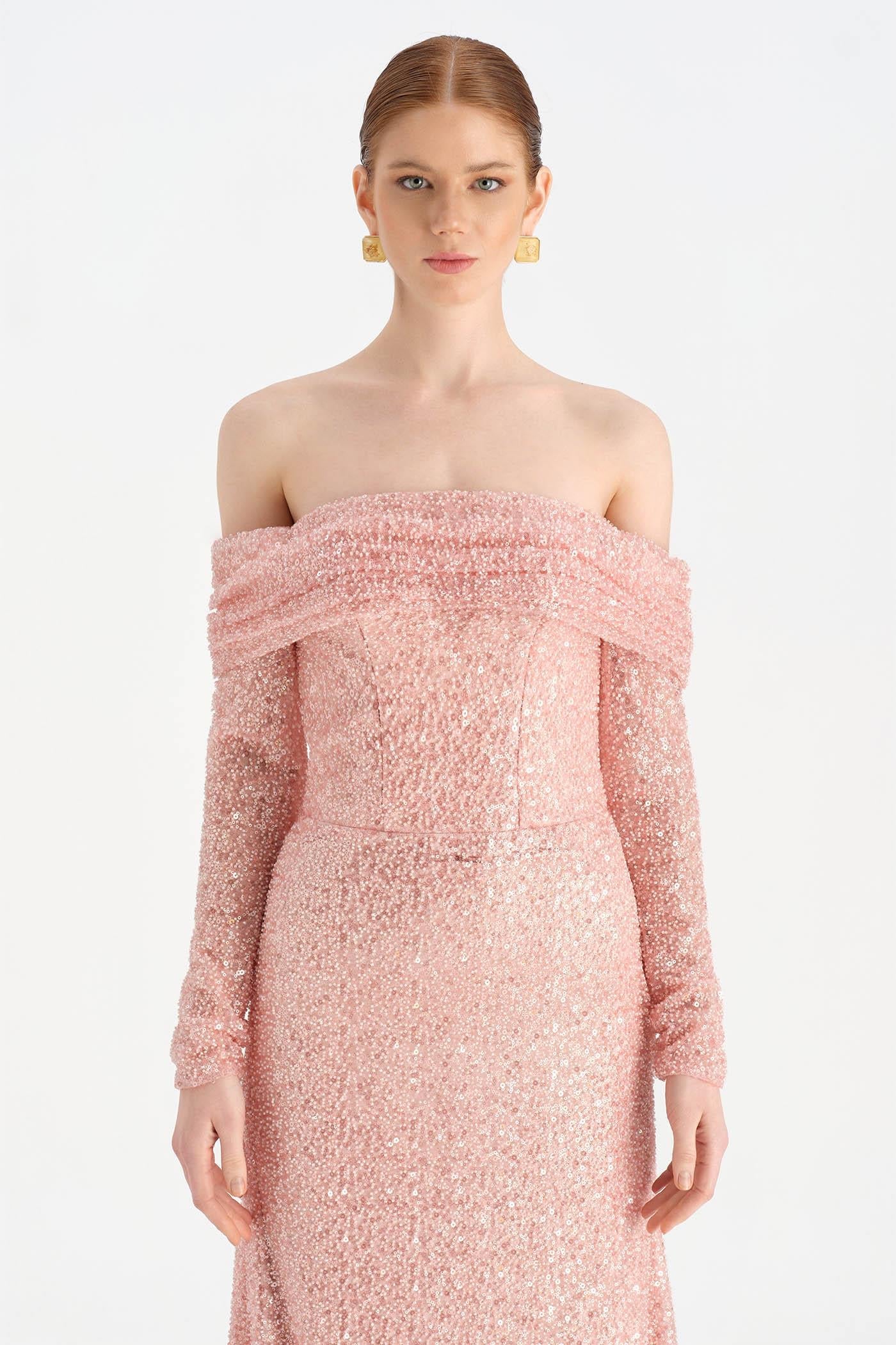 STRAPLEZ TAŞLI ABİYE ELBİSE - 26051C