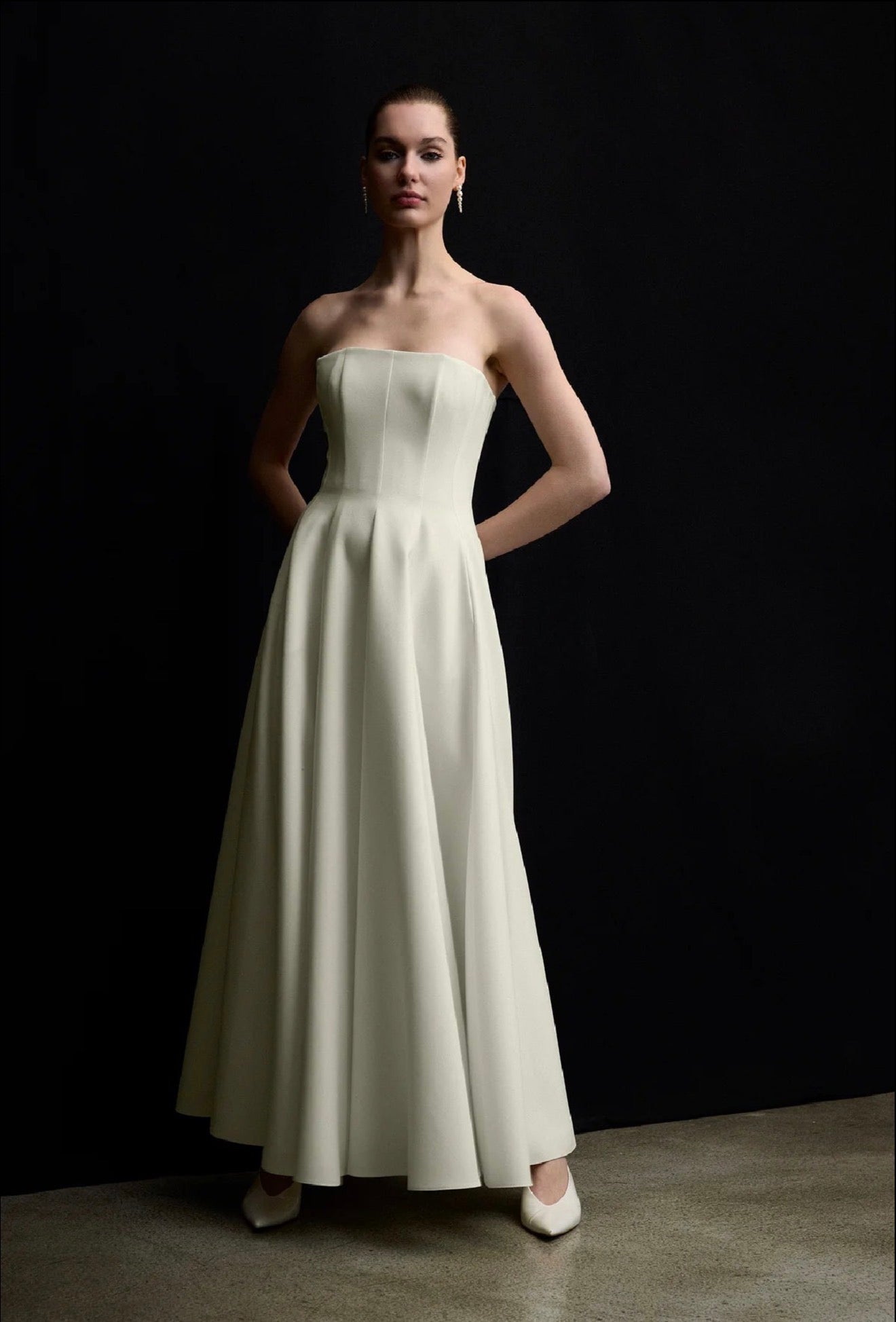 BOLERO DETAYLI STRAPLEZ KLOŞ ETEK ABİYE ELBİSE 1187