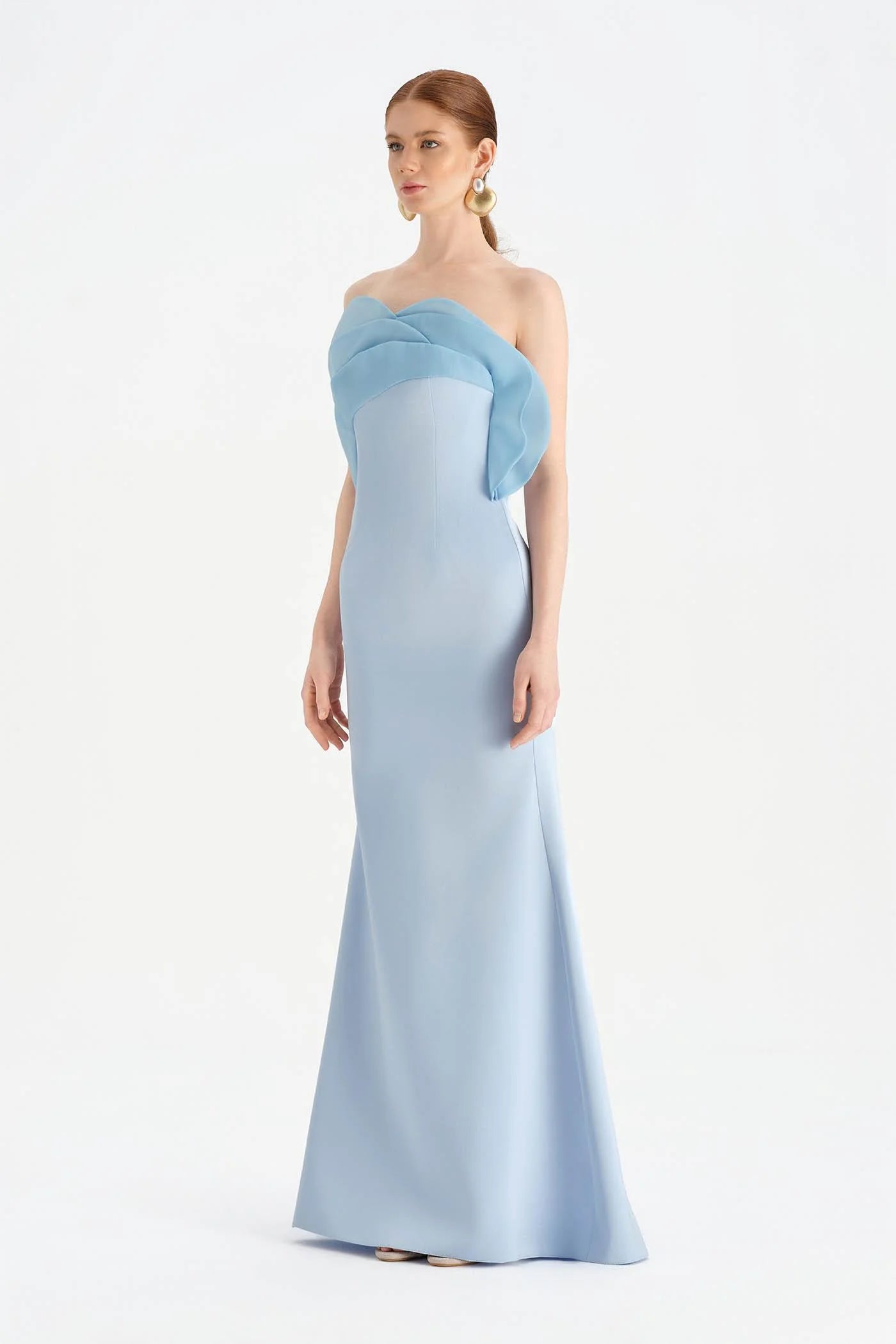 GÖĞÜS DETAYLI STRAPLEZ ABİYE ELBİSE - 26102C