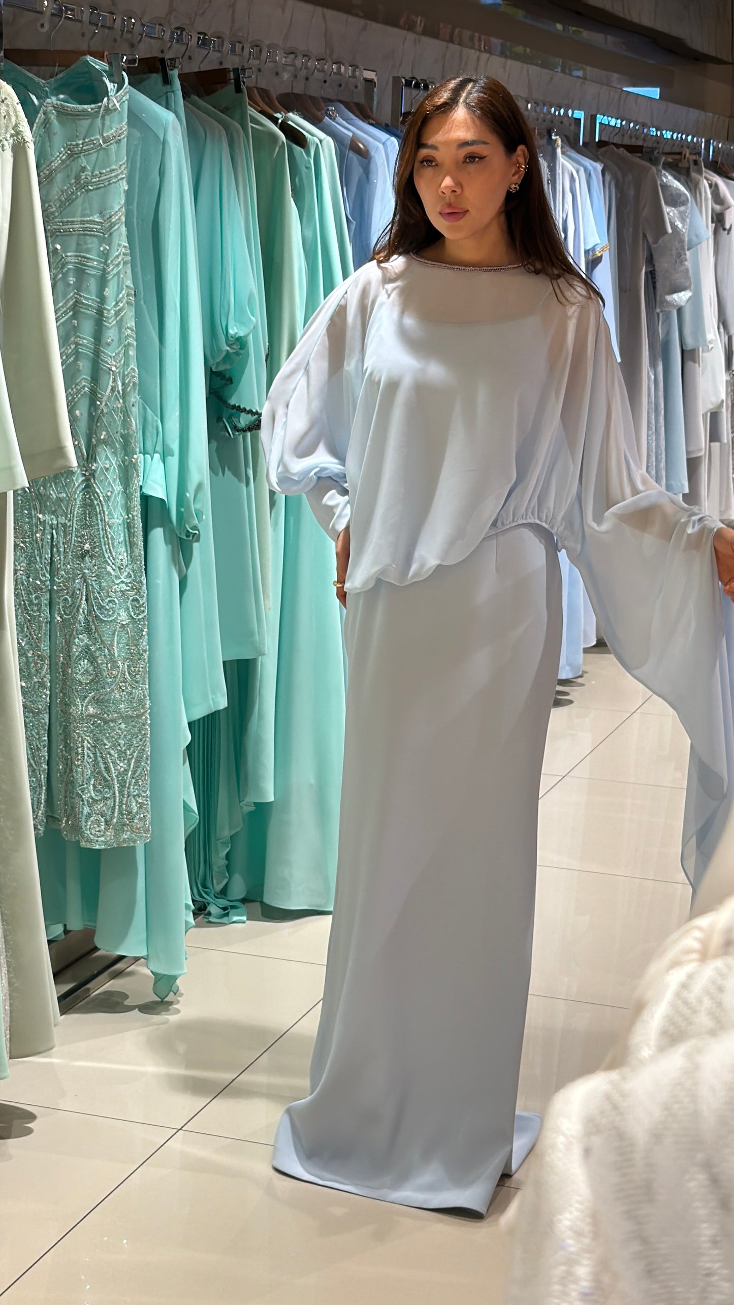 فستان كريب ازرق