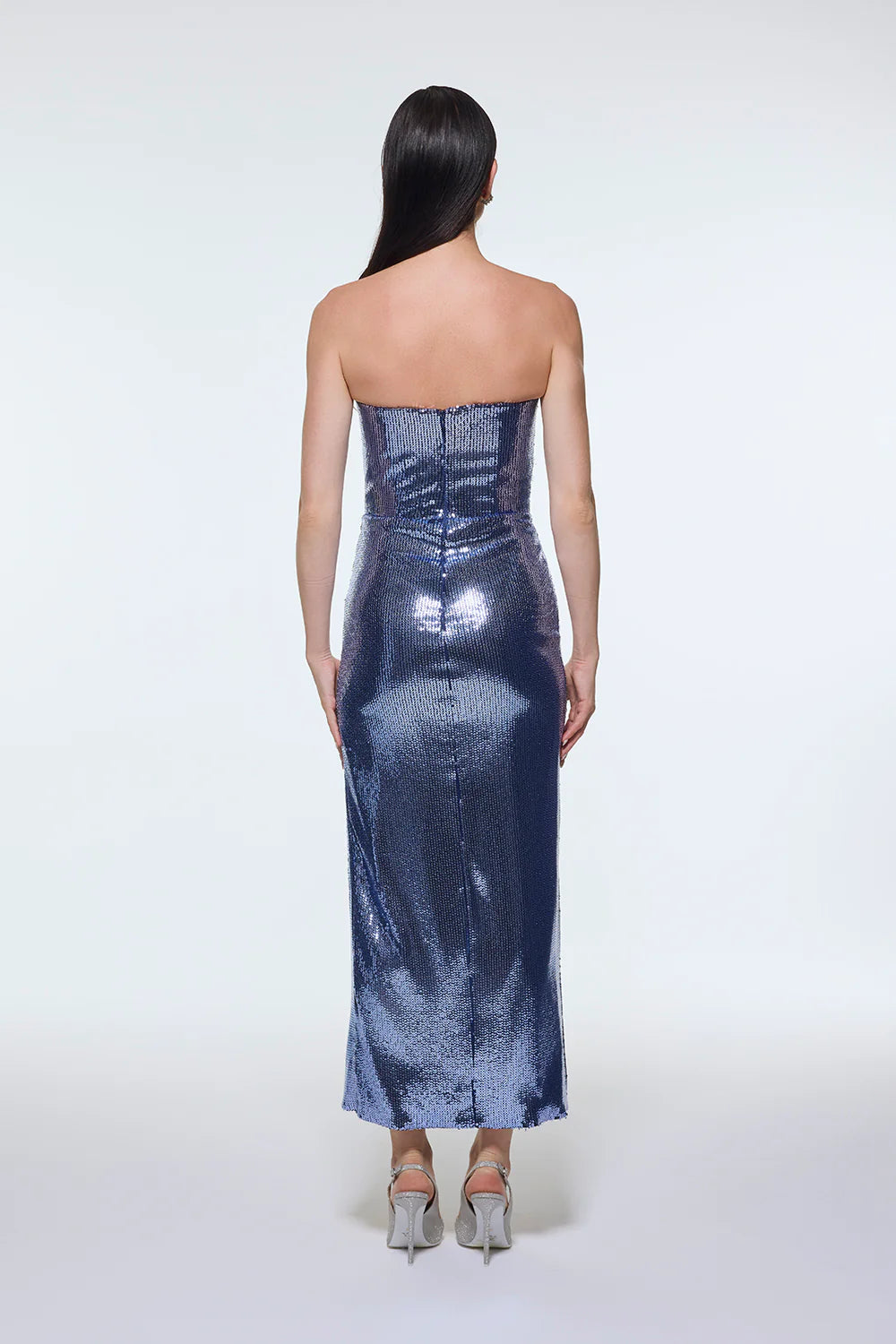 BEL ÖRTÜ DETAYLI STRAPLEZ MİDİ ABİYE ELBİSE - 9295C