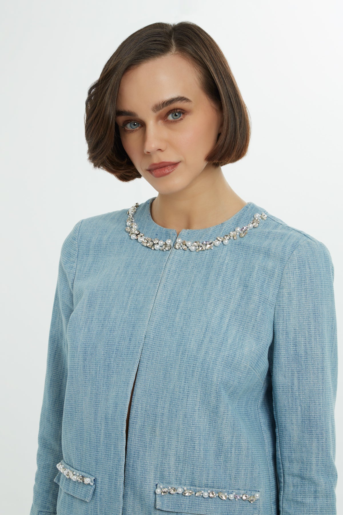 İşlemeli Denim takim