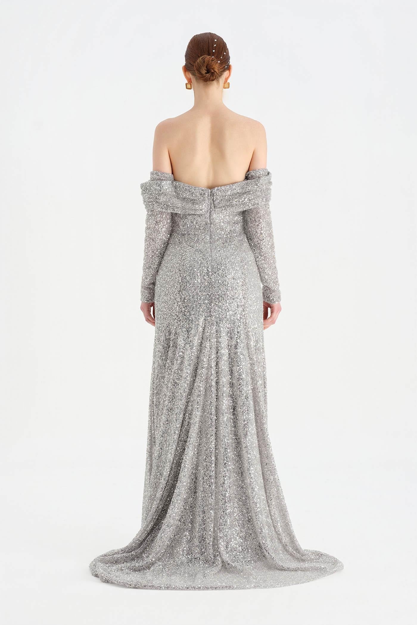 STRAPLEZ TAŞLI ABİYE ELBİSE - 26051C