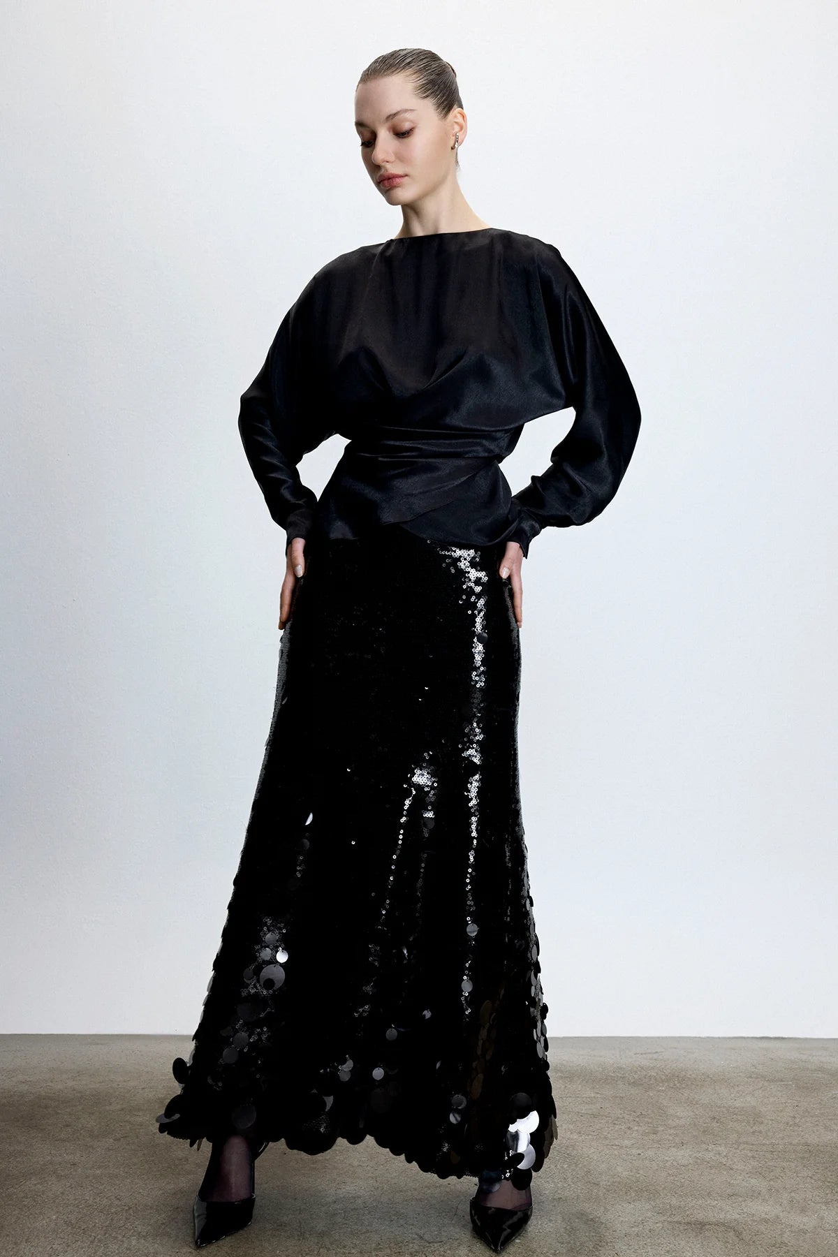 PUL PAYET İŞLEMELİ ETEK 9091