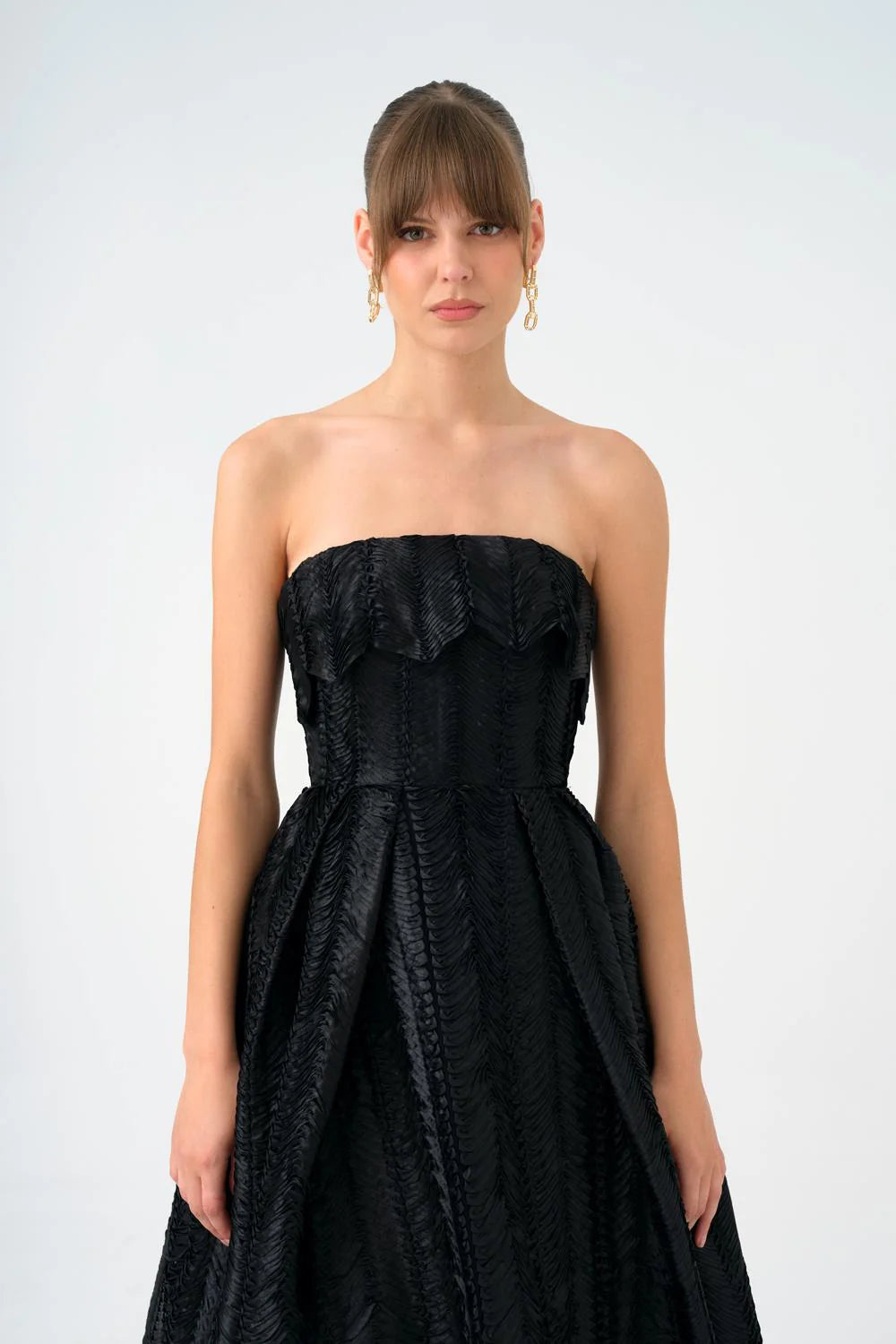 STRAPLEZ YAKA PRENSES KESİM UZUN ABİYE ELBİSE - 9050C