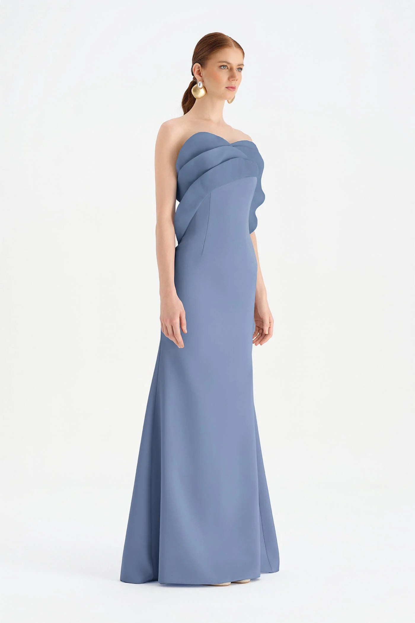 GÖĞÜS DETAYLI STRAPLEZ ABİYE ELBİSE - 26102C