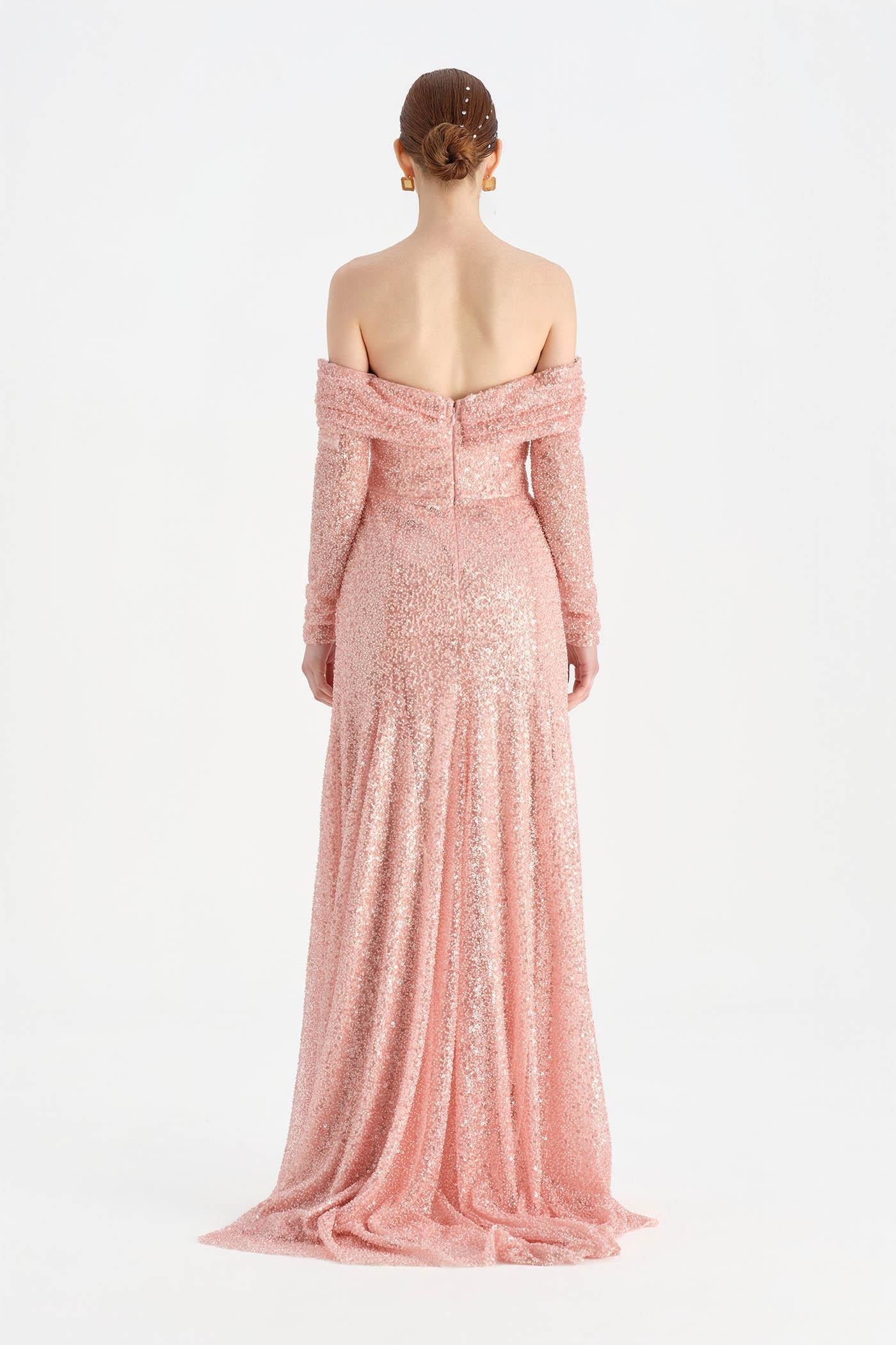 STRAPLEZ TAŞLI ABİYE ELBİSE - 26051C