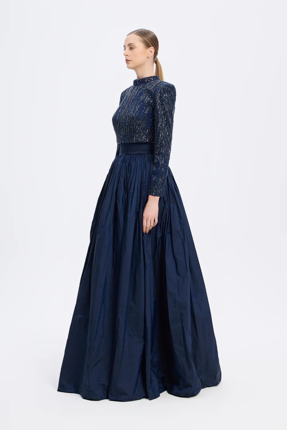 UZUN KOLLU TAŞLI CEKET & TAFTA ETEK TAKIM - 9064C