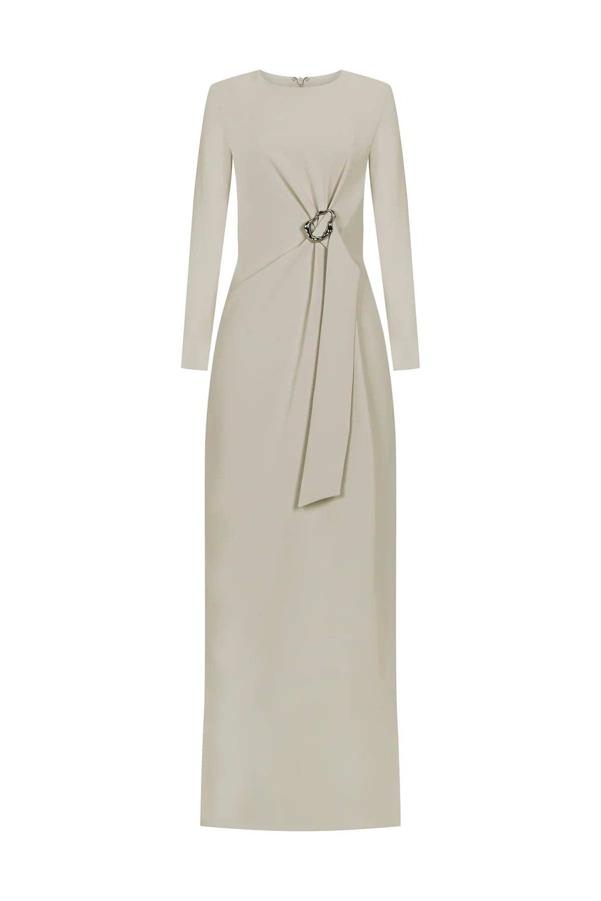 KEMER DETAYLI UZUN KOLLU ABİYE ELBİSE