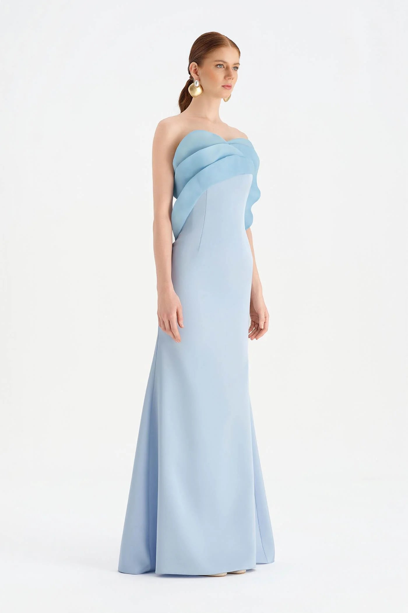 GÖĞÜS DETAYLI STRAPLEZ ABİYE ELBİSE - 26102C