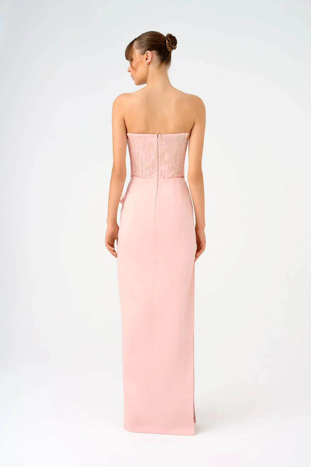 STRAPLEZ YAKA DÜZ KESİM SATEN ABİYE ELBİSE - 9171C