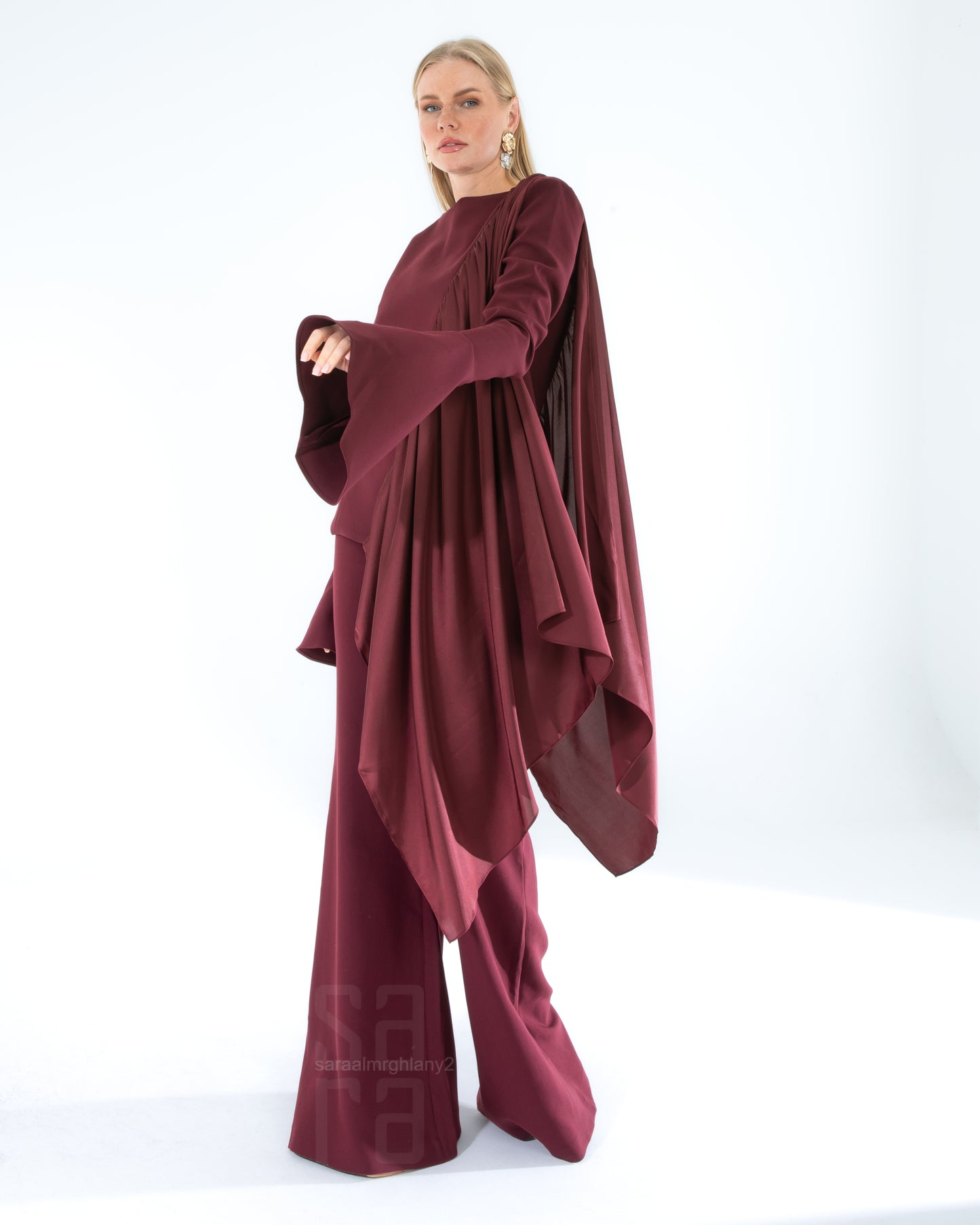 VolanlıYüksek Yaka Bluz Etek Takım 2213