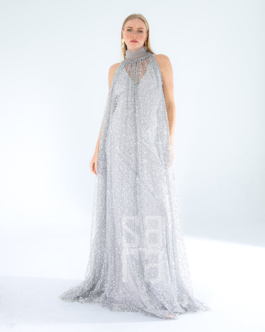 Payetli Kolsuz Uzun Abiye Elbise