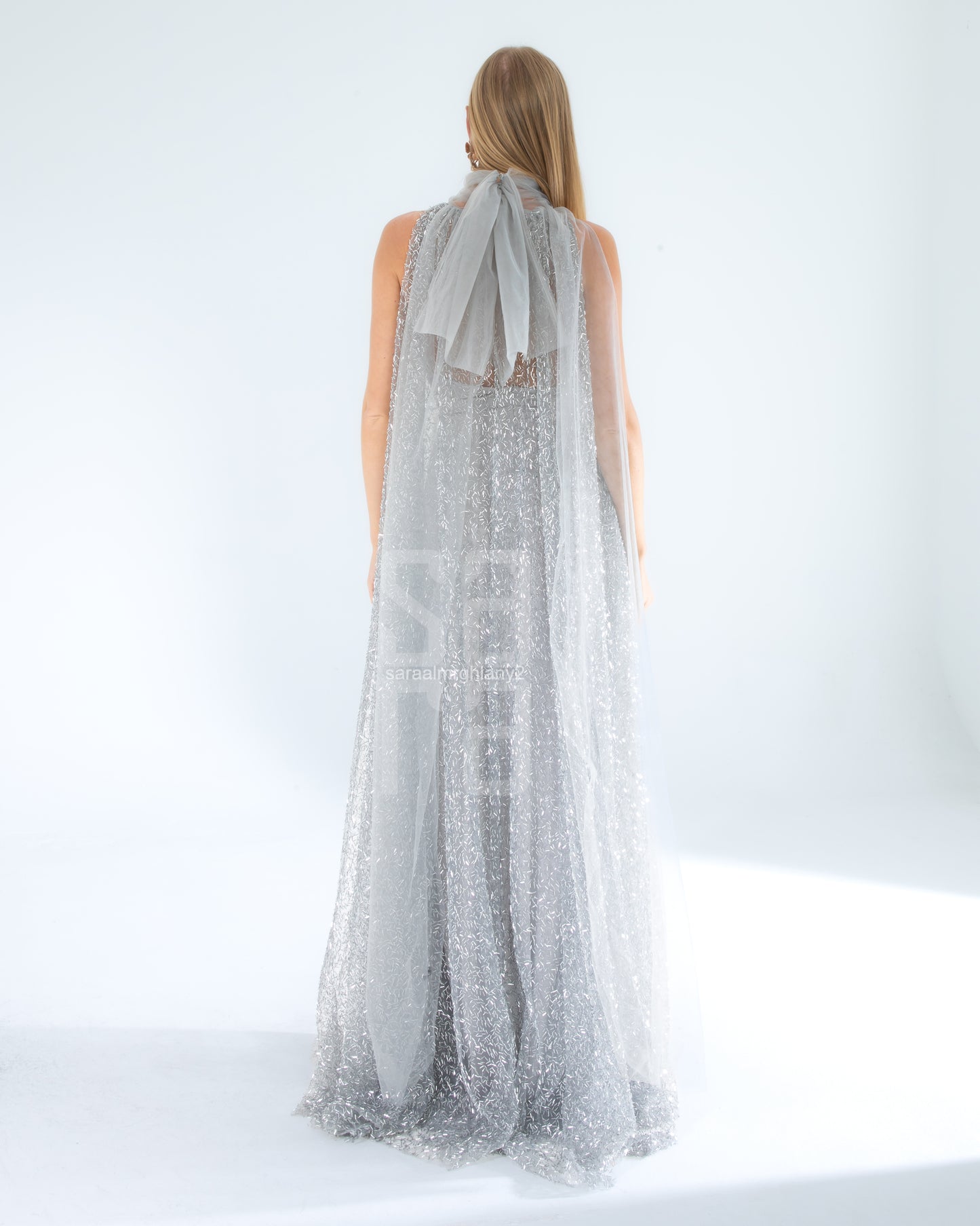 Payetli Kolsuz Uzun Abiye Elbise