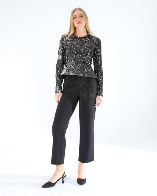 siyah payetli bluz
