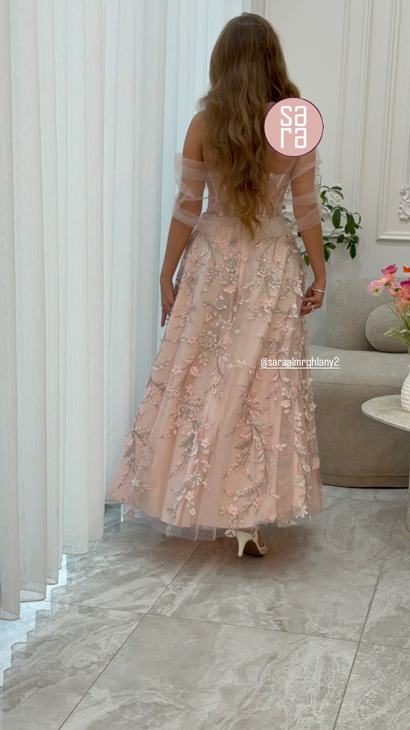 فستان وردي مقاس  40-42