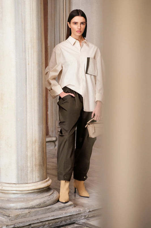 PAÇA KEMER DETAYLI PANTOLON VE DÜĞMELİ CEP DETAYLI GÖMLEK , TAKIM 2034