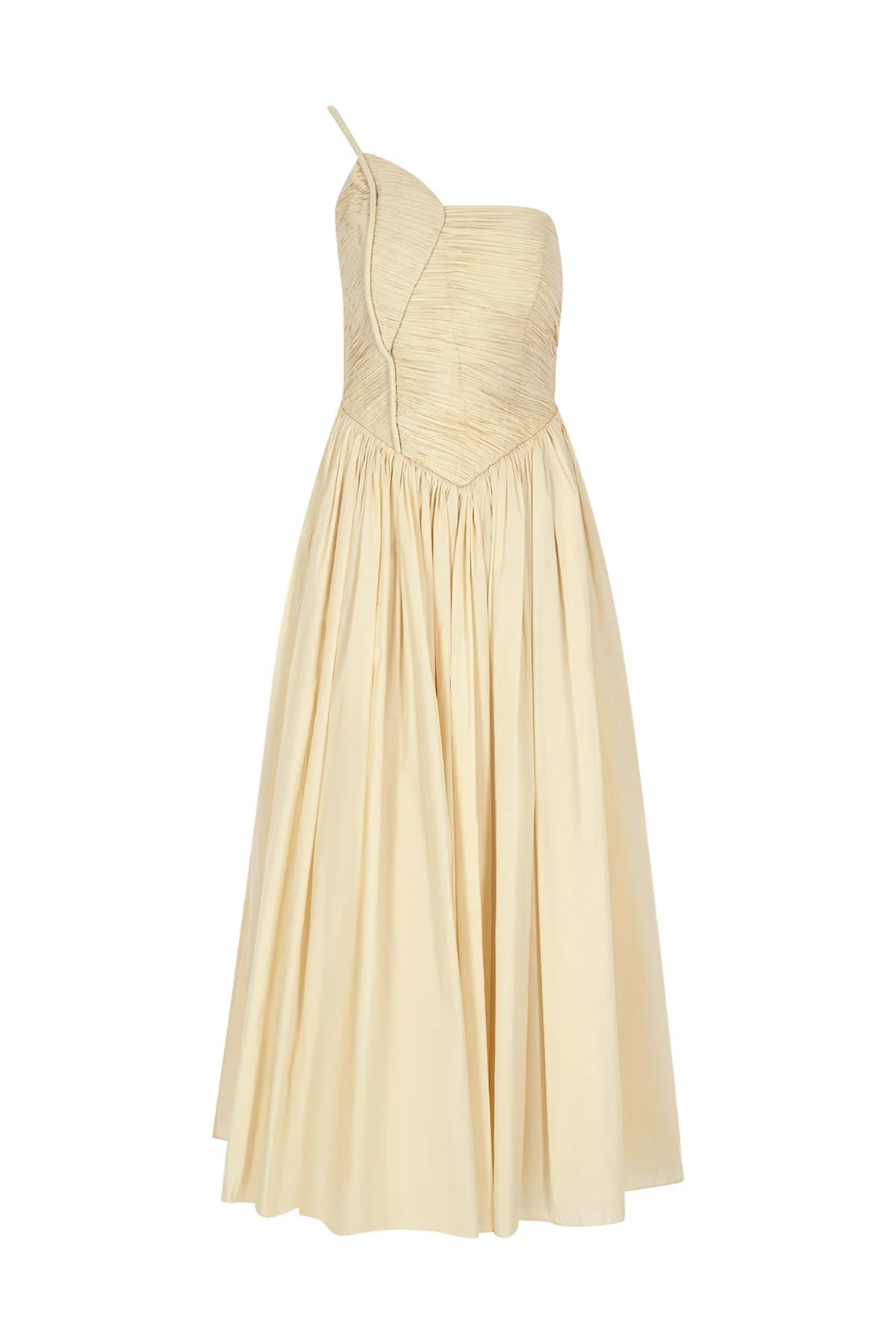 DRAPELİ SATEN TEK ASKILI ABİYE ELBİSE