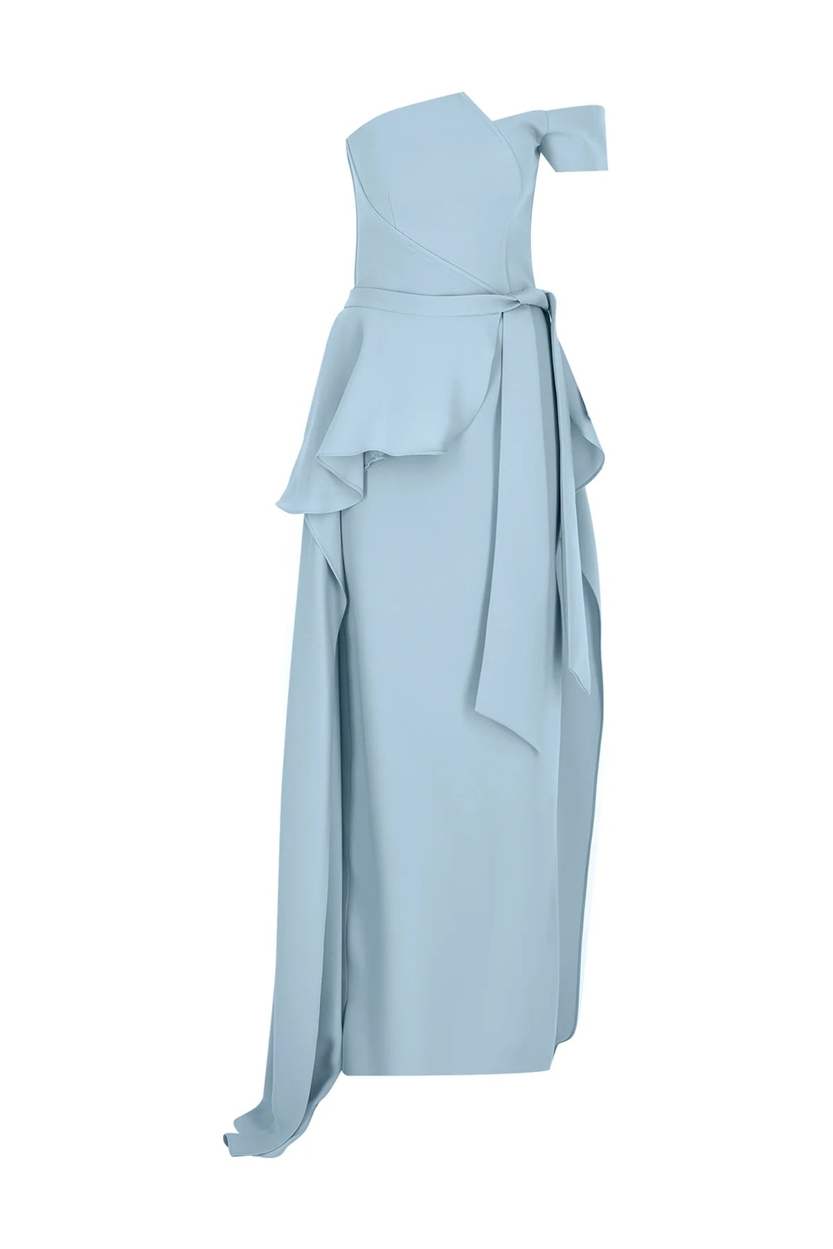 TEK OMUZ YIRTMAÇLI UZUN ABİYE ELBİSE 2046