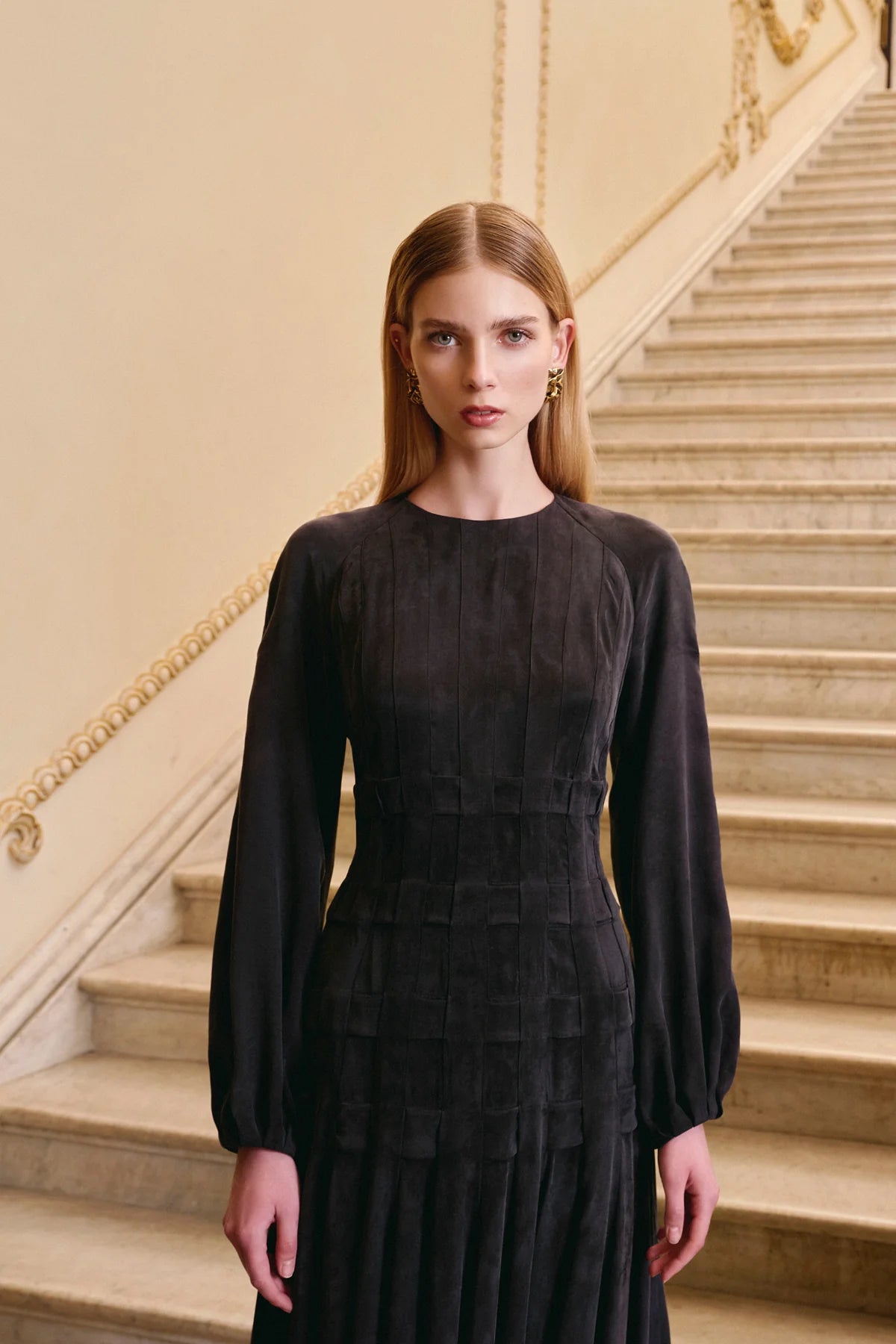 TENCEL PLİSE DETAYLI UZUN ELBİSE 2271