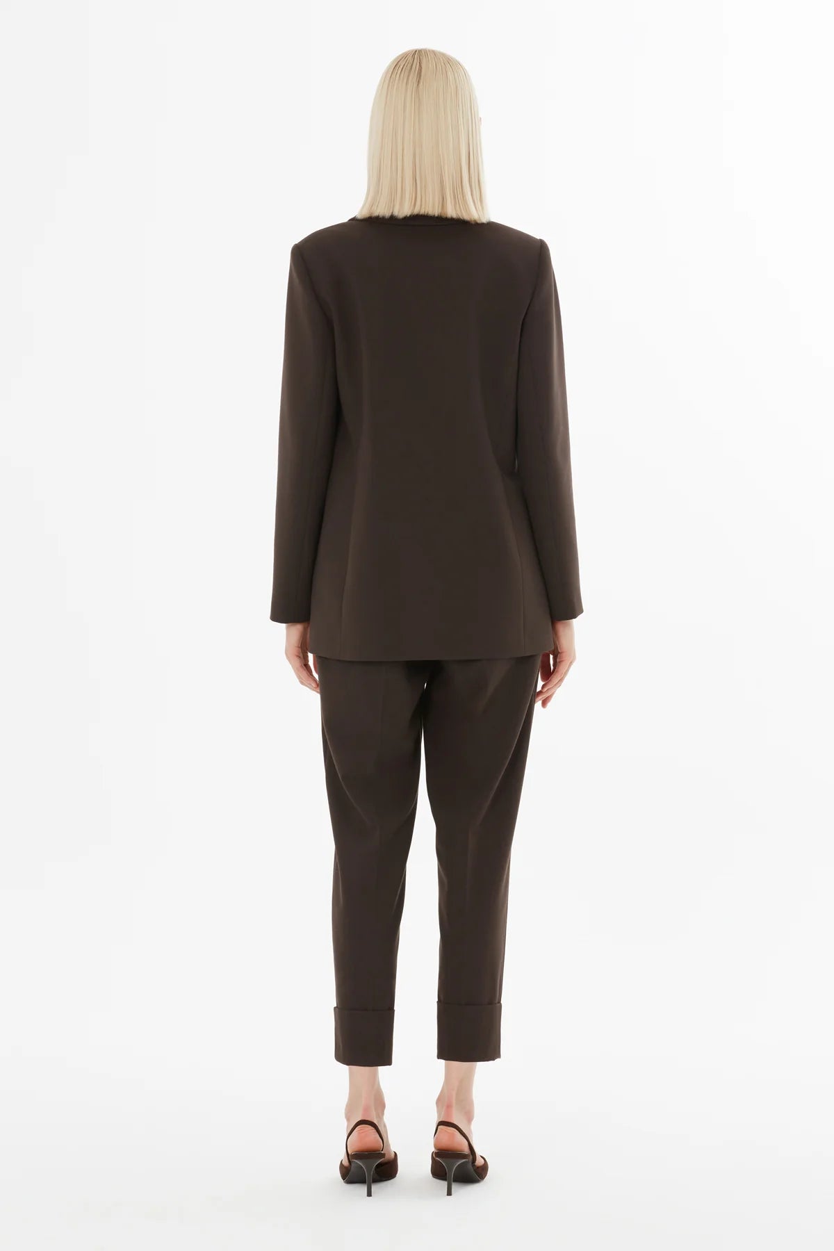 Metal Düğmeli Duble Paçalı Beli Lastikli Pantolonlu Takım