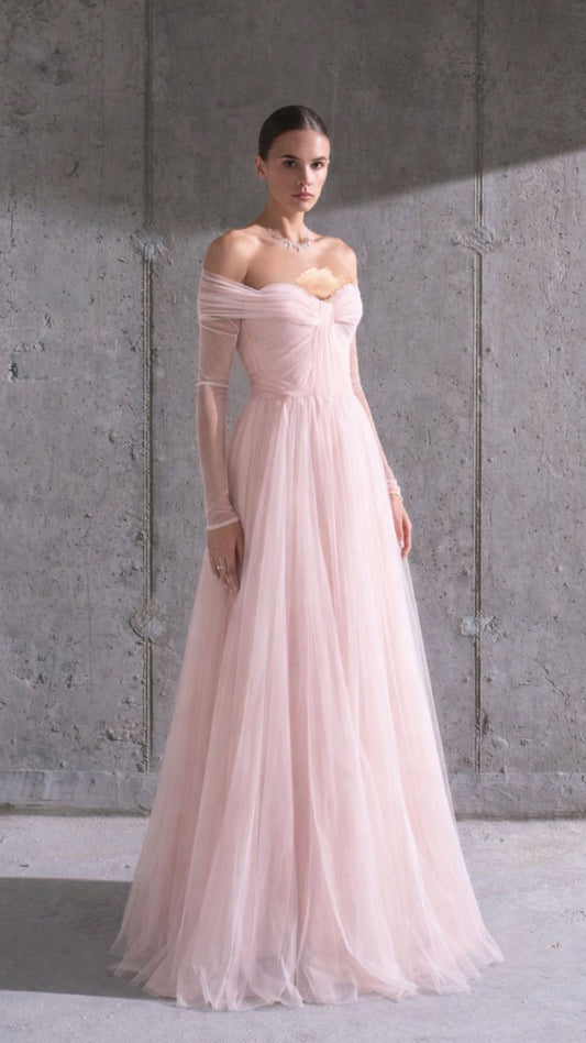 فستان تل وردي سايز 36