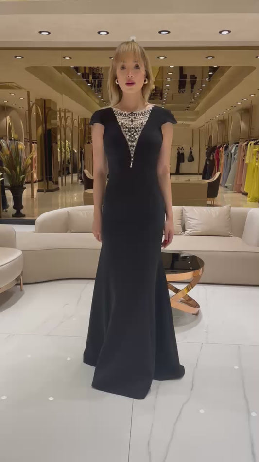 Black Crystal Evening Dress – Elegant Luxury Formal Dress 2276